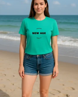 Green Round Neck Cotton T-Shirt