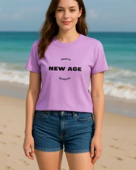 Lavender Round Neck Cotton T-Shirt