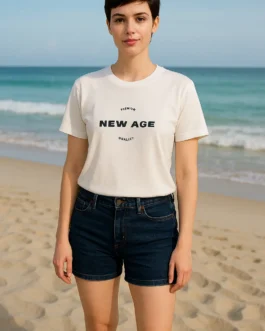 White Round Neck Cotton T-Shirt