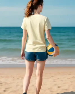 Yellow Round Neck Cotton T-Shirt