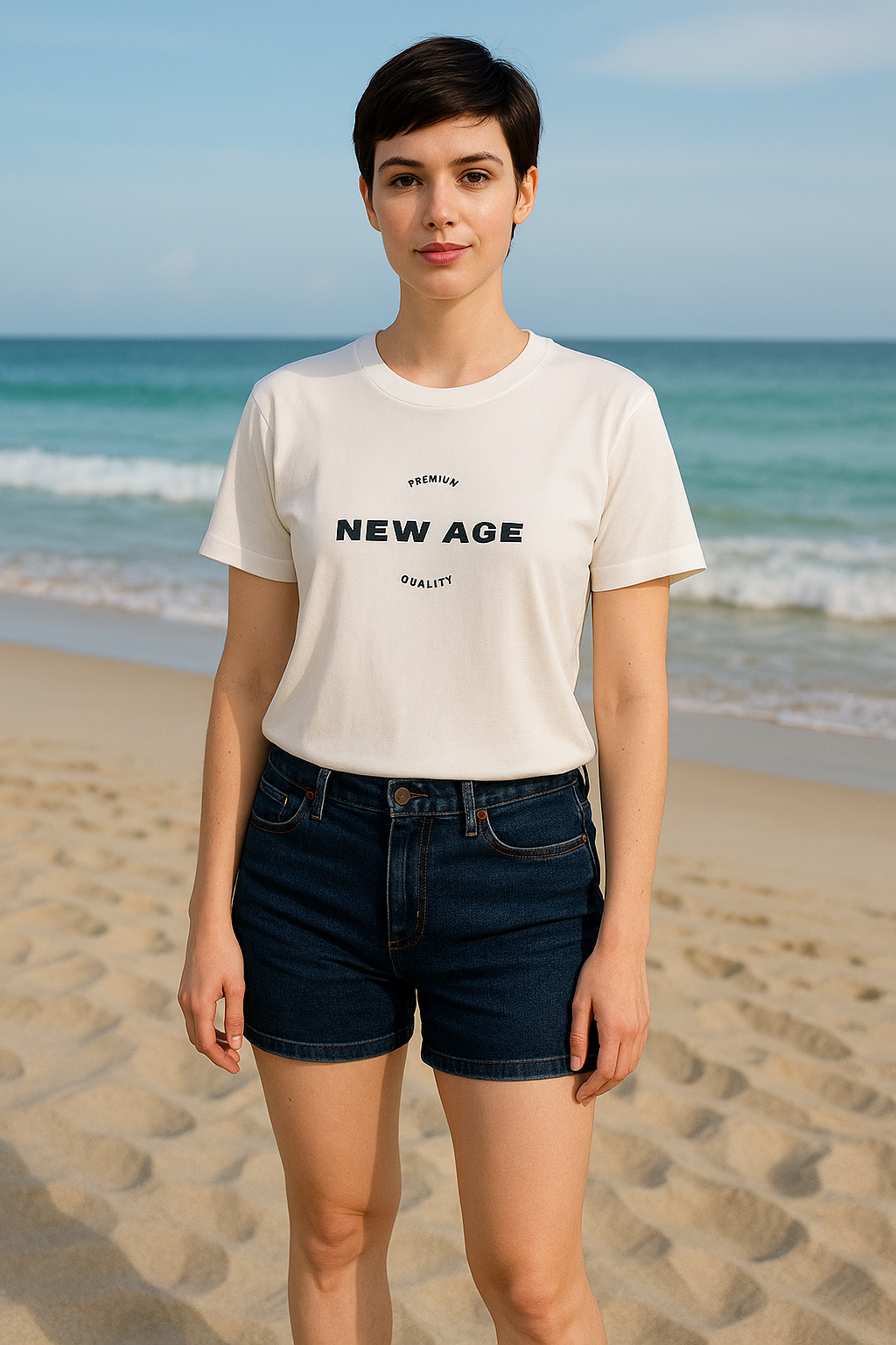 white round neck front